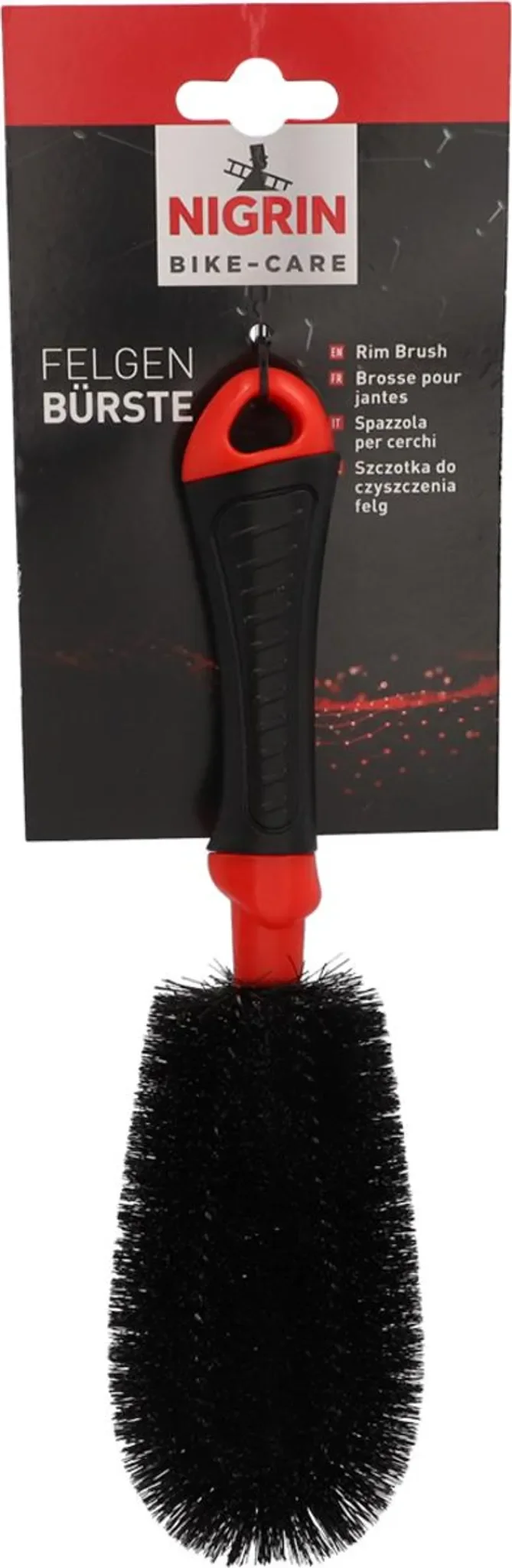 NIGRIN BIKE-CARE Felgenbürste – gründliche Reinigung für Fahrradfelgen, Speichen & Naben