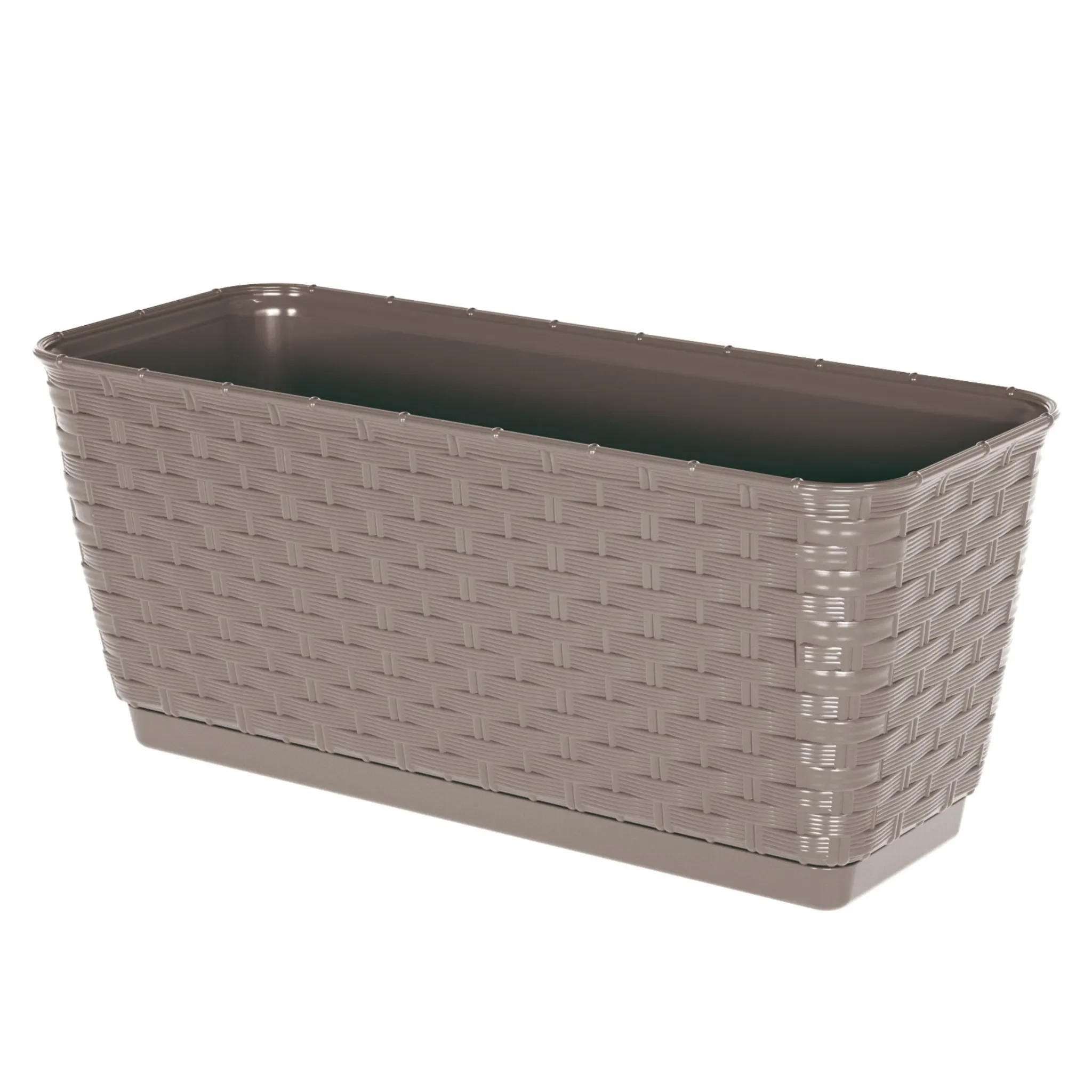 Blumenkasten für Balkon und Terrasse – Rattan-Imitat, 38,6 cm, Mokka