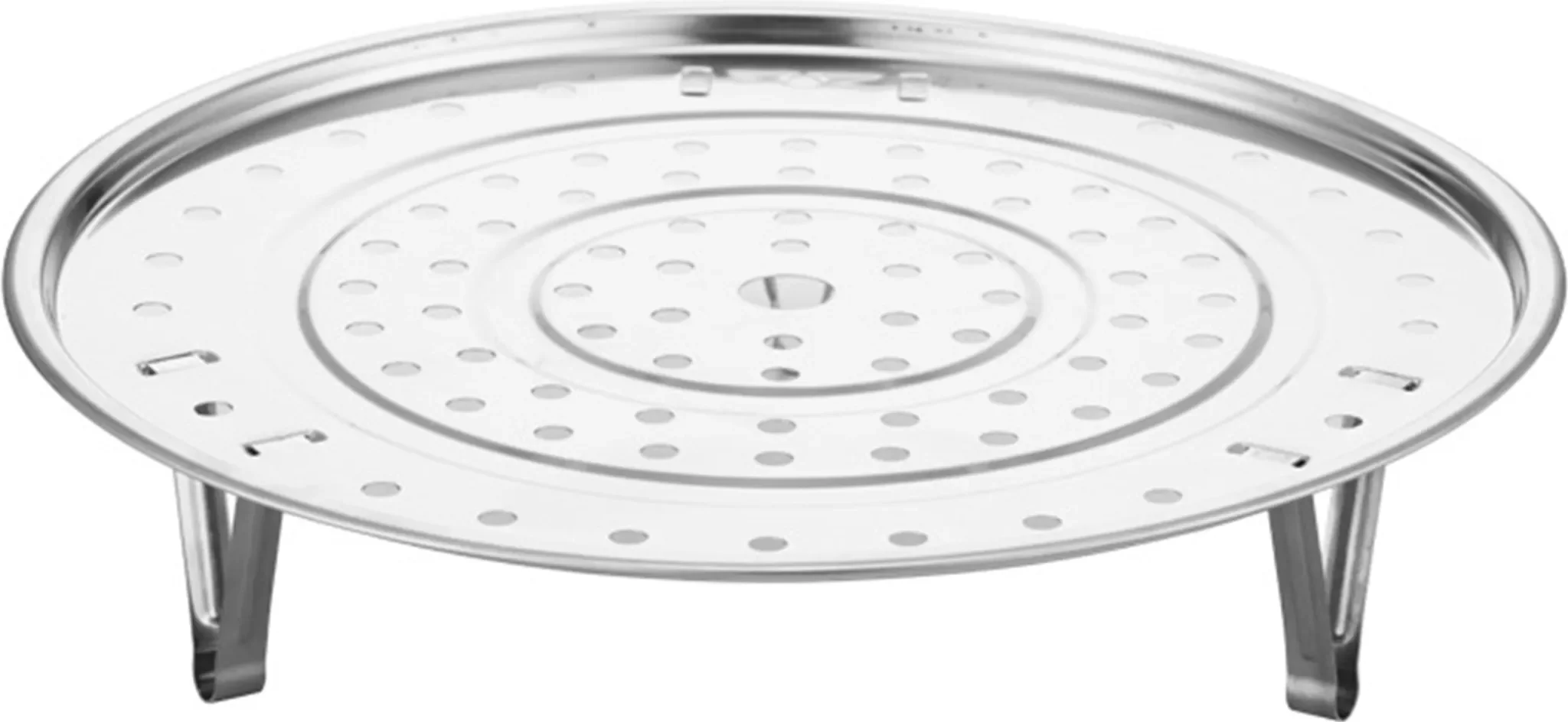 Runder Dampfgarer aus Edelstahl mit abnehmbarem V-förmigem Ständer