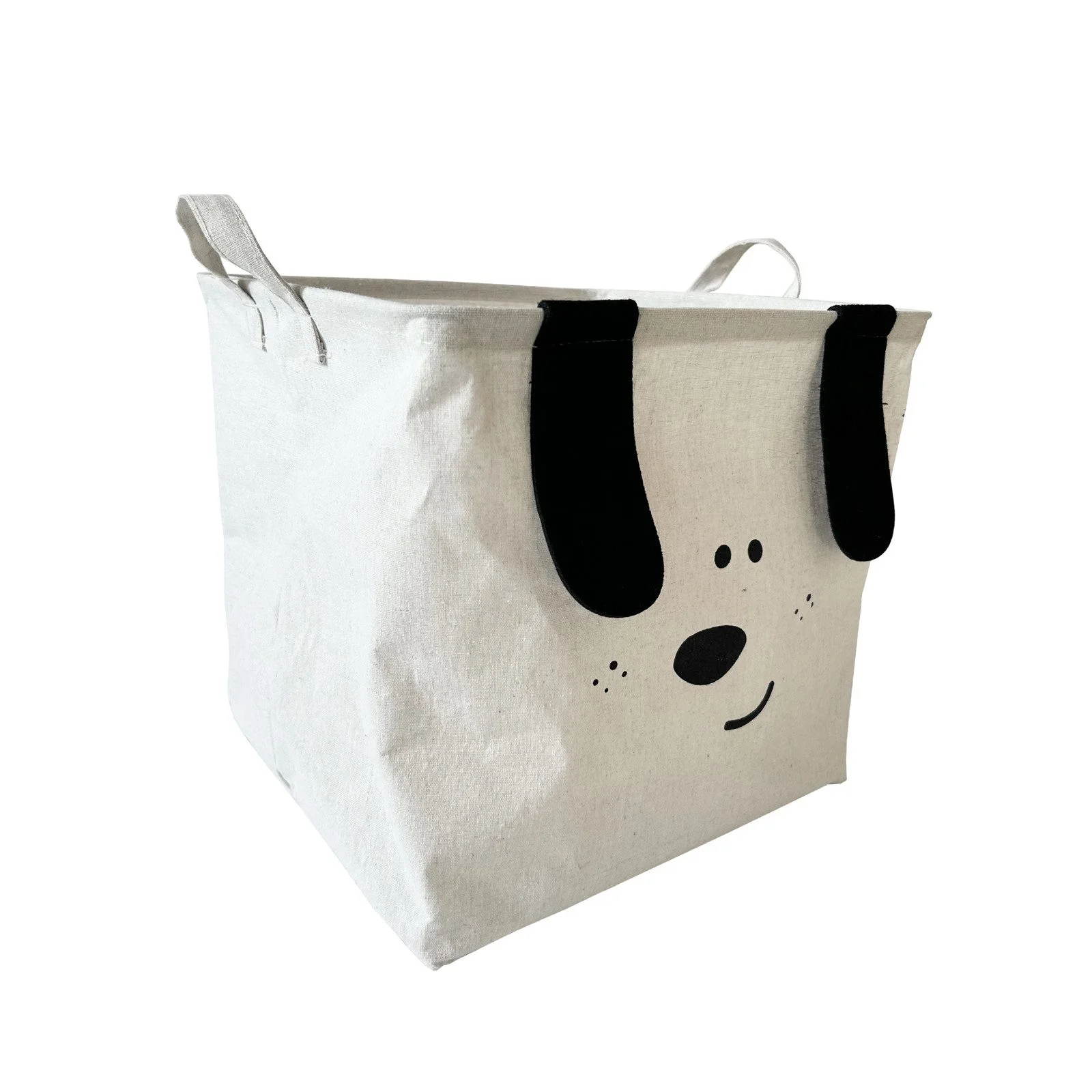 Aufbewahrungskorb Kinderzimmer „Hund“ – eckiger Ordnungshelfer mit Griffen