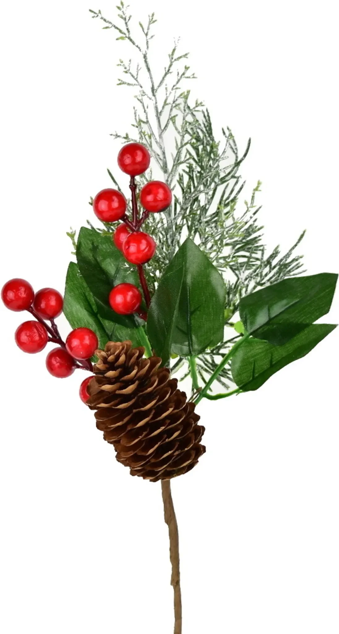 Dekozweig mit Holunderblüten & Kiefernzapfen – 25 cm