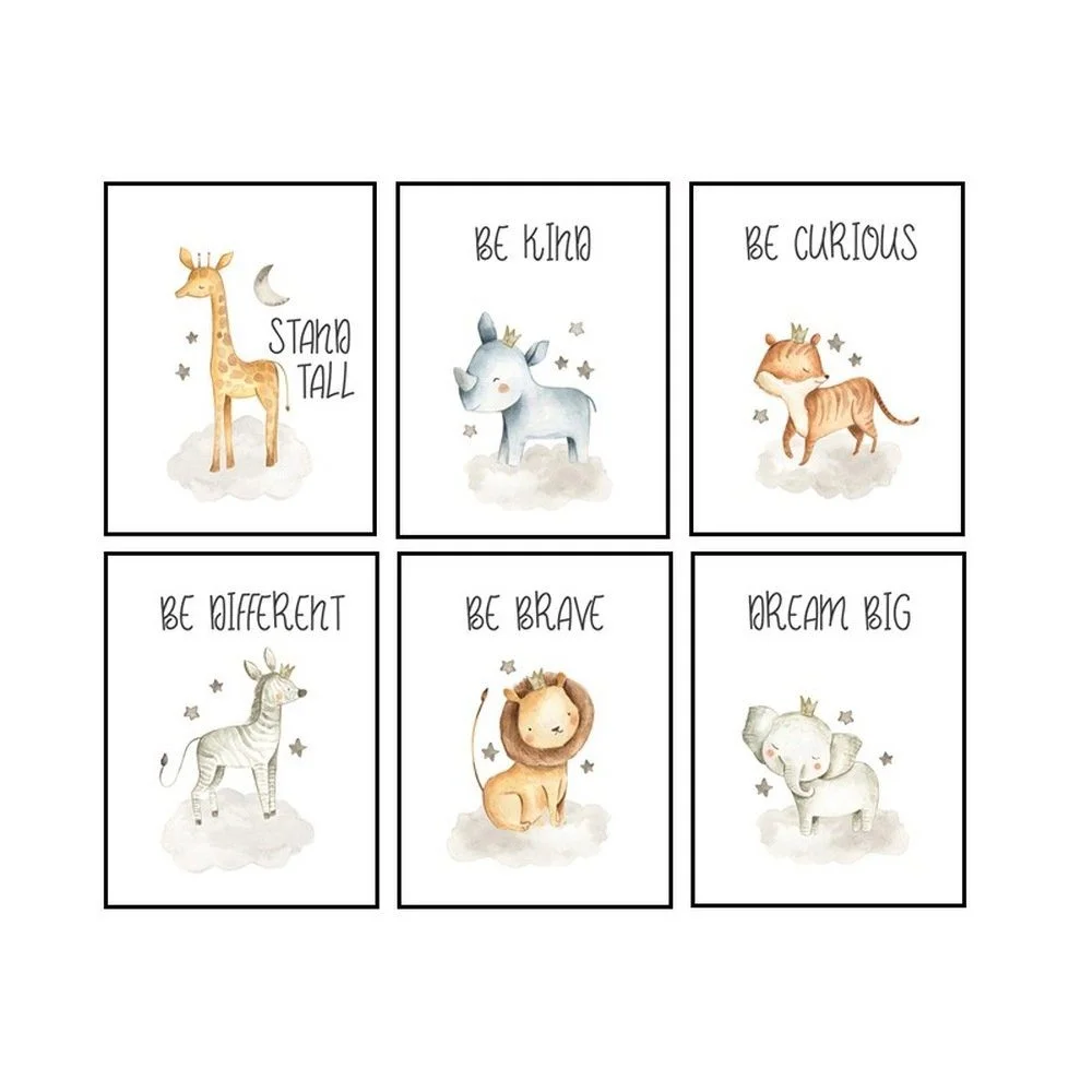 Kinderposter-Set „Waldtiere“ – 6 A4 Bilder für Baby-, Kinder- & Wohnzimmer