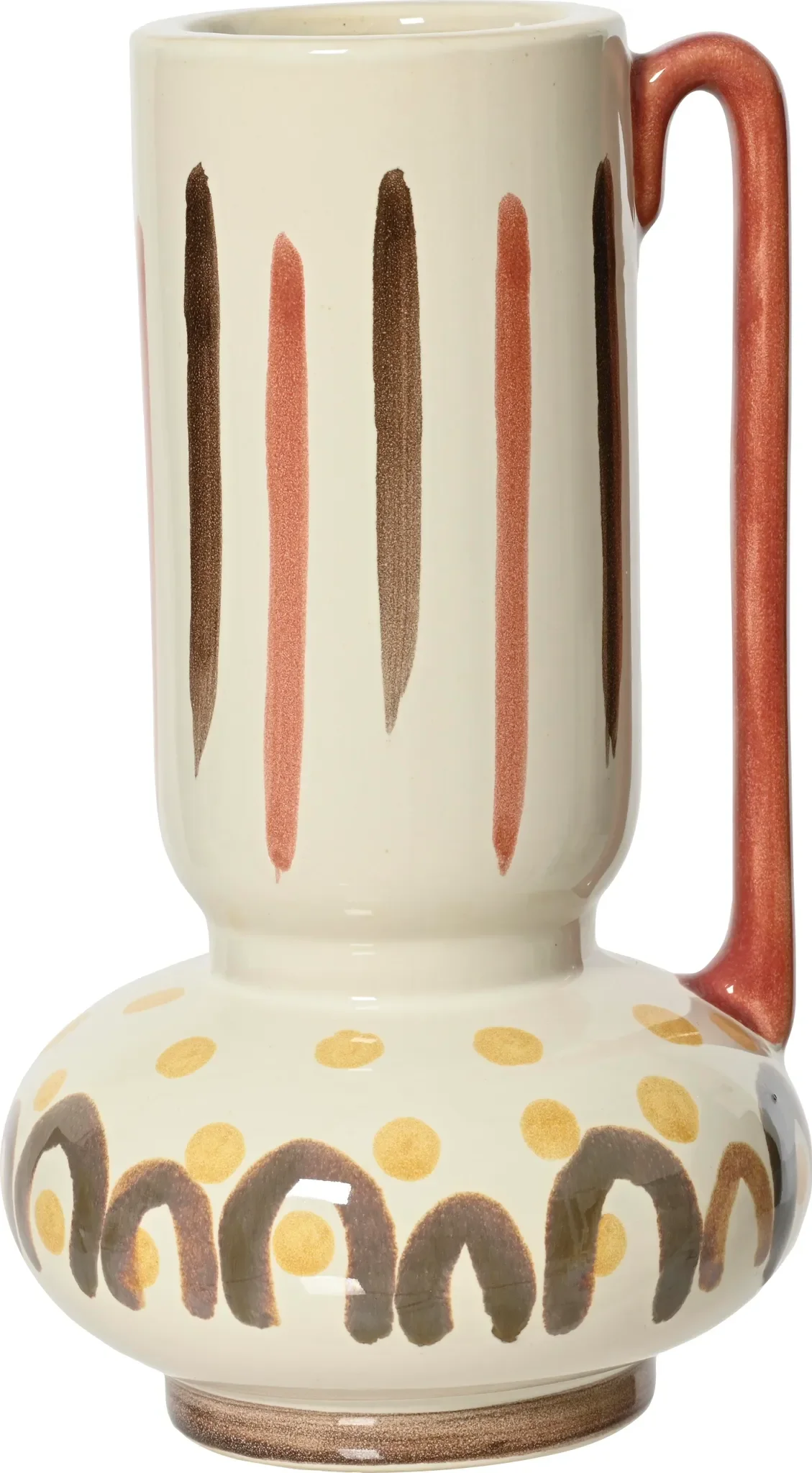 Dekovase „Afrika“ – Steingut, Weiß gemustert, 25 × 14,2 cm