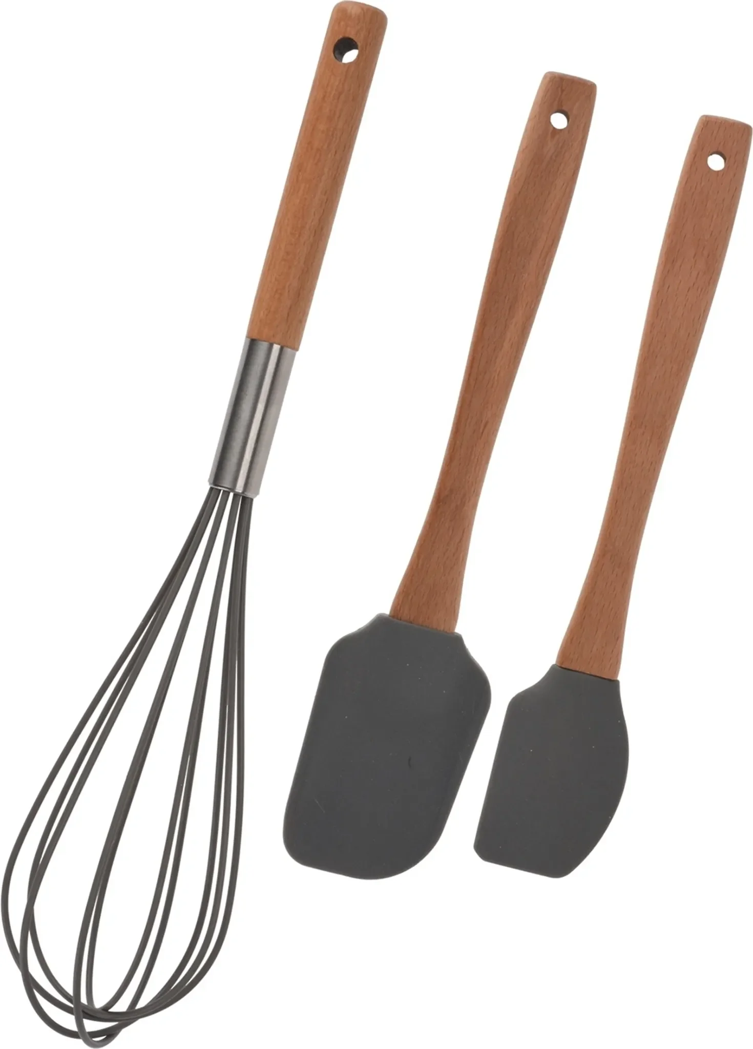 neuetischkultur Kochbesteck-Set 3-teilig – Holz/Silikon in Grau