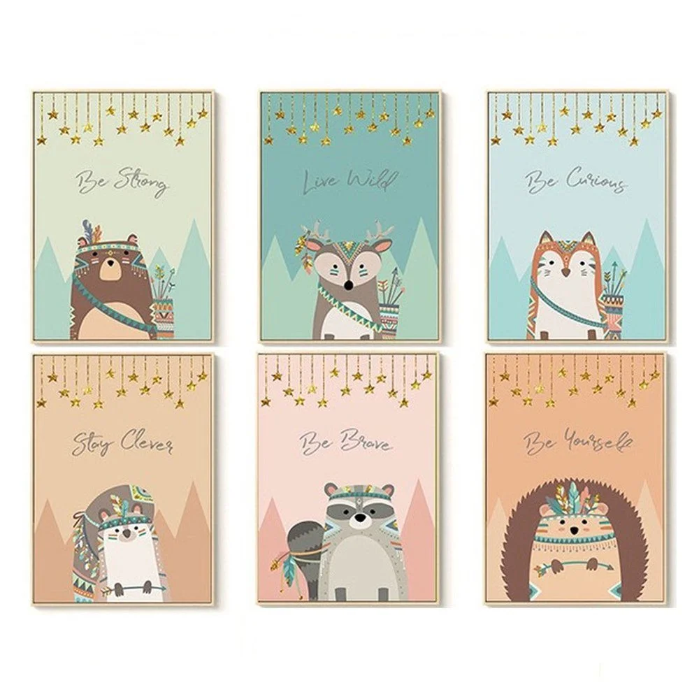 Kinderposter-Set „Waldtiere“ – 6 A4 Bilder für Kinder-, Baby- & Wohnzimmer