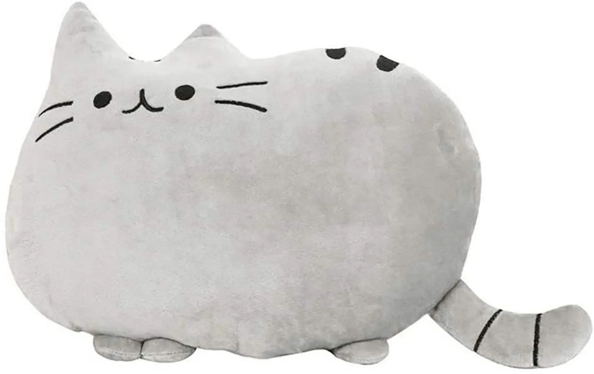 Cartoon-Katze Kuschelkissen – flauschiges Plüsch-Dekokissen in Grau