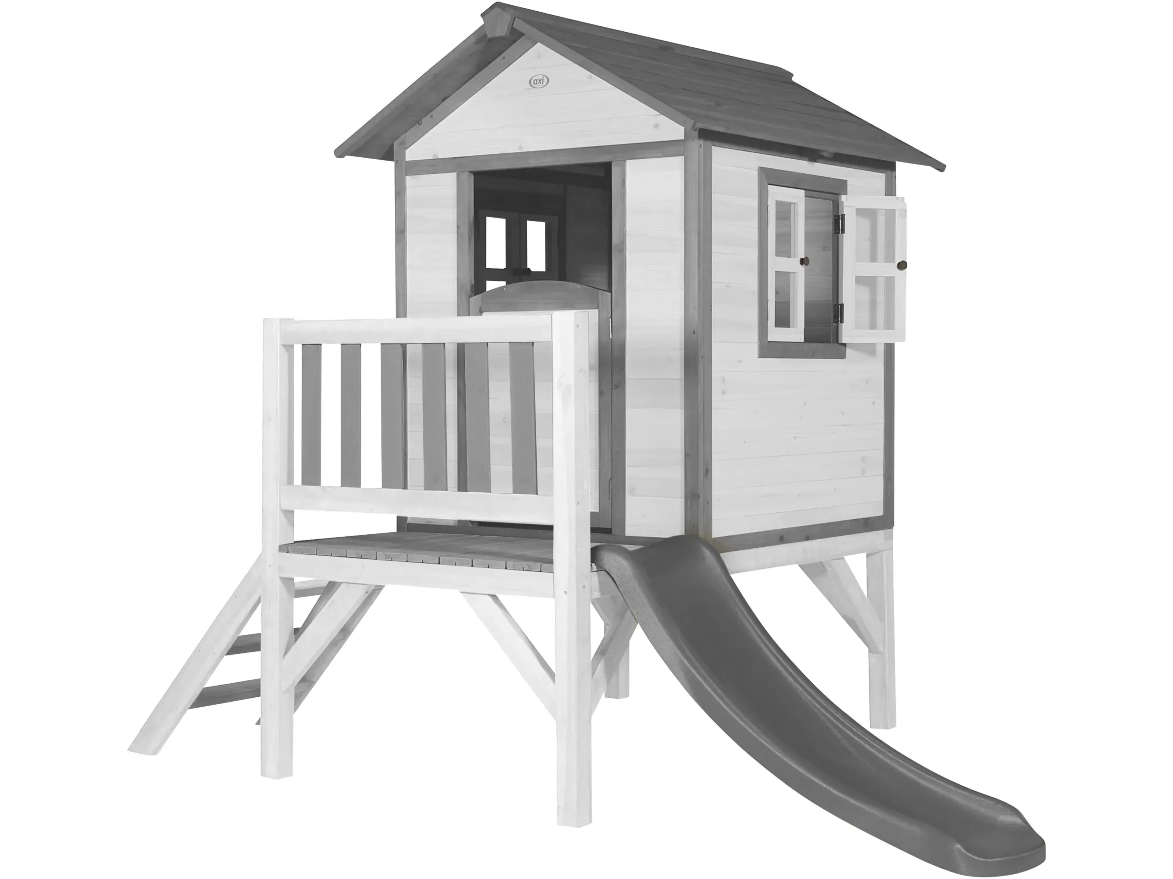 Axi Lodge XL Spielhaus mit grauer Rutsche 167x240x189 cm