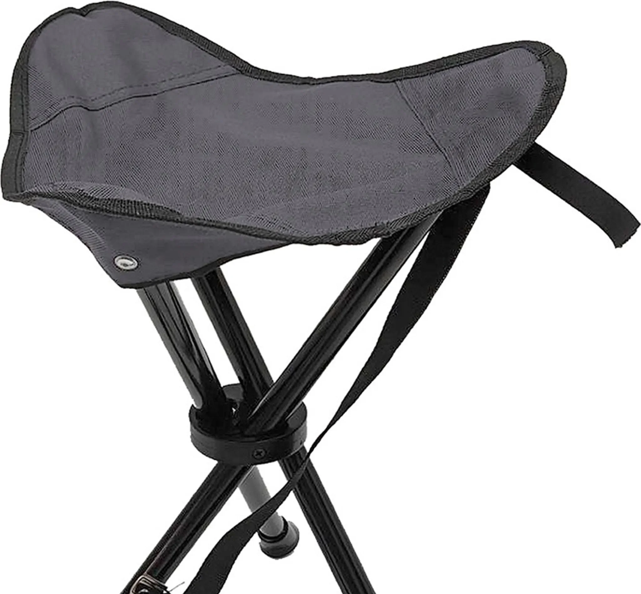3-Bein Campinghocker mit Tragegurt – grau, faltbar, robust und leicht, 31 x 31 x 39 cm