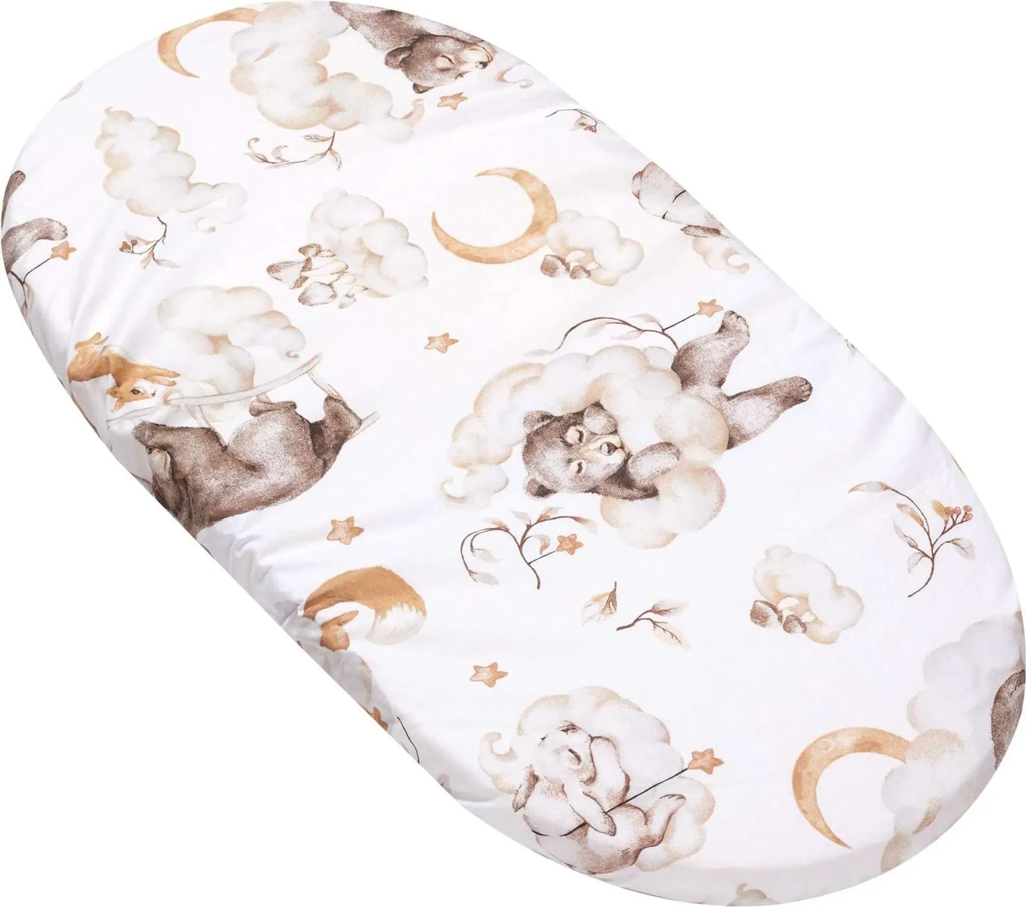 Sweet Teddy Spannbettlaken 80×40 cm – 100 % Baumwolle, mit Gummiband, für Kinderwagen, Wiege & Moseskorb